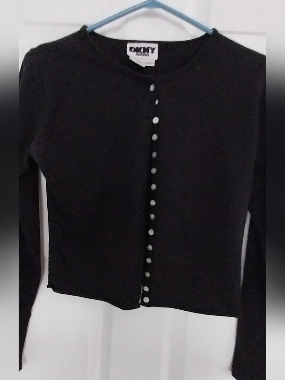 DKNY Black Long Sleeve Button-Up Cardigan Top